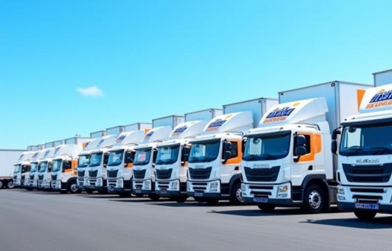 Lineup of Dakshin Cargo Carriers trucks