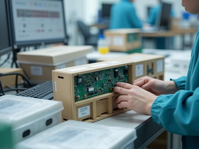 Electronics components being prepared for air freight