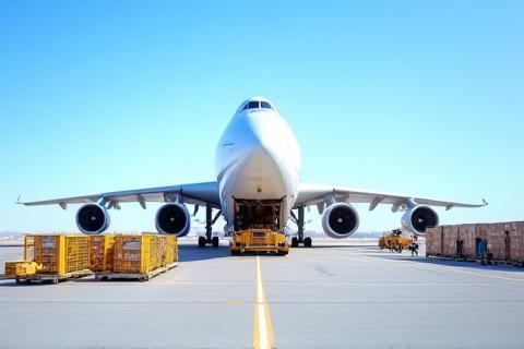 Cargo plane being loaded