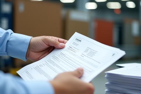 Customs officer reviewing documents