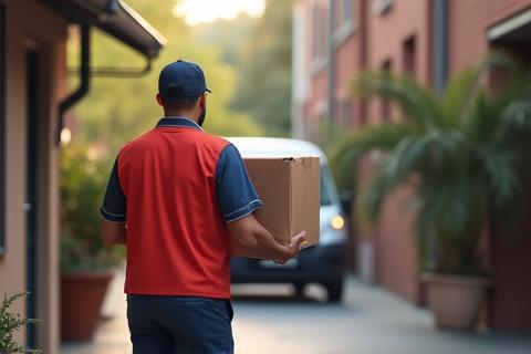 Delivery person with packages