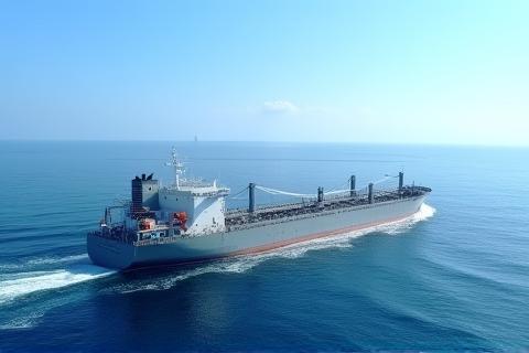 Cargo ship sailing on the ocean